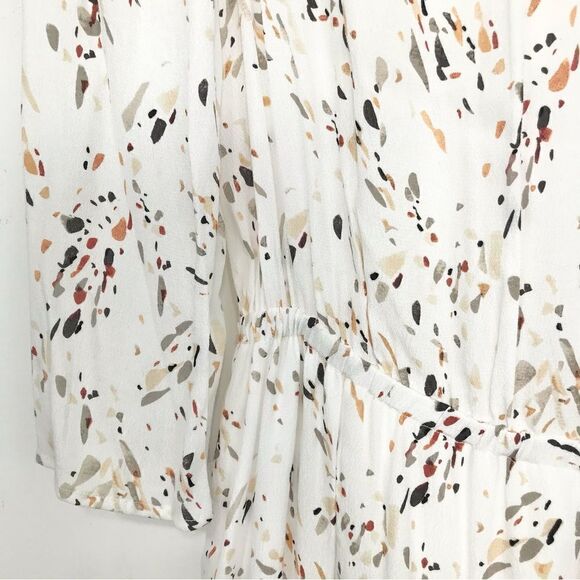 A New Day White Earth Tone Splatter Print Long Sleeve Ruffle Hem Dress NEW - Picture 10 of 16